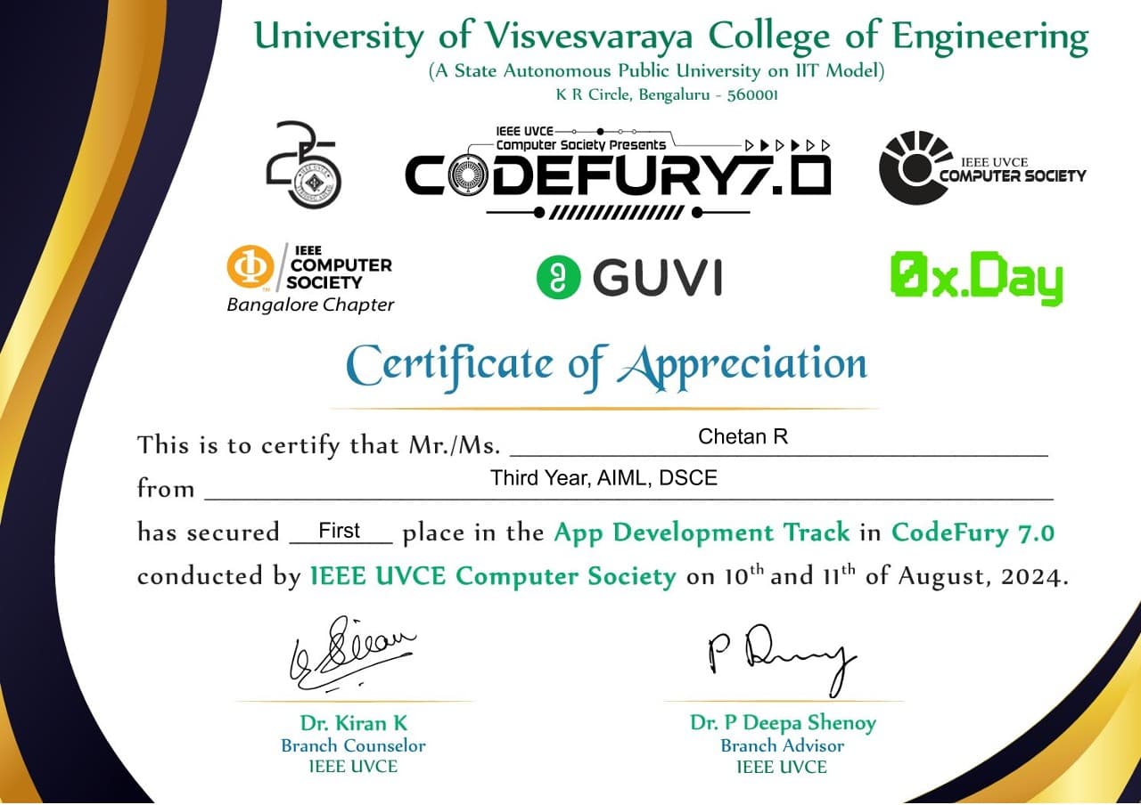 1st Place - CodeFury v7 by UVCE